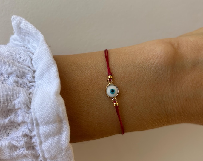 Adjustable Evil Eye Cord Bracelet: Turkish Charm, Protection Jewelry