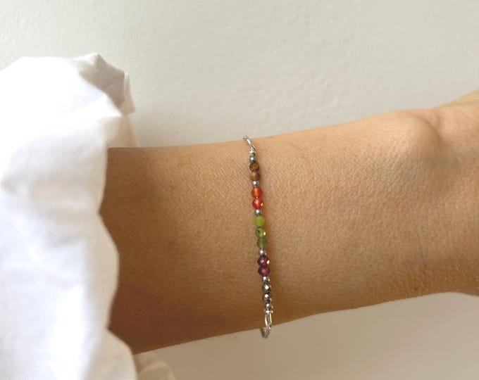 Abundance gemstone bracelet., Tiger's Eye, Carnelian, Jade, Garnet, Pyrite