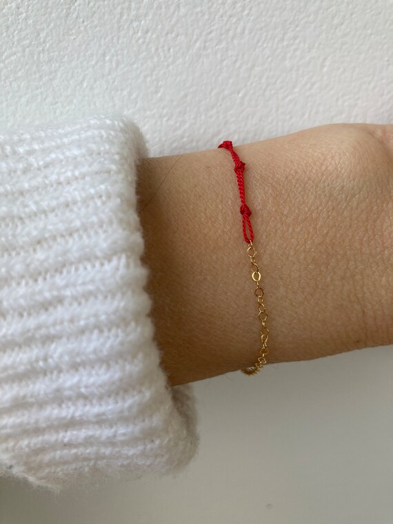 Red string bracelet. Red string of fate bracelet. Red string silk bracelet. Gold filled/sterling silver red string bracelet.