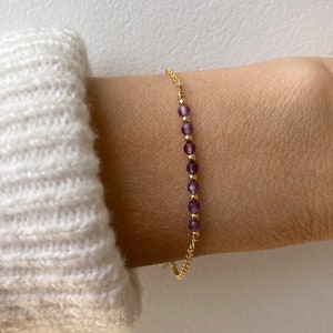 Dainty amethyst bracelet.  Gold filled amethyst bracelet. February birthstone.  Dainty gemstone bracelet.