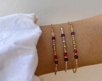 7 Chakra Edelstein Armband, echte Steine, Heilender Kristallschmuck