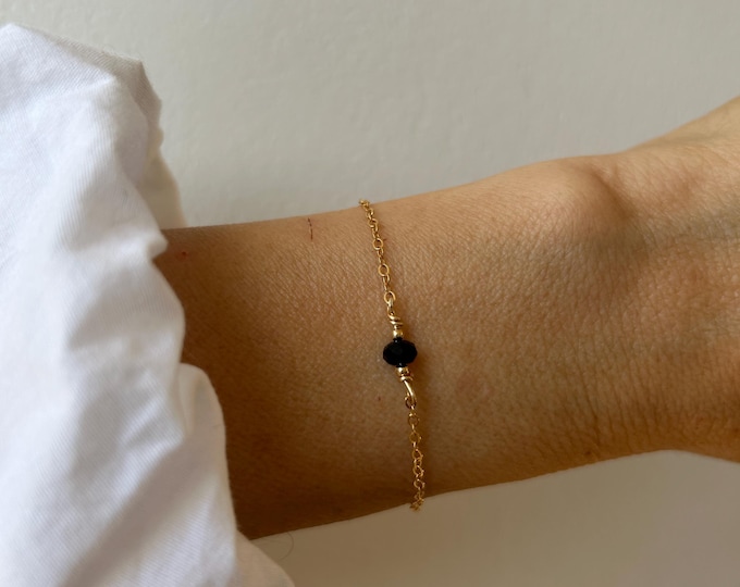 Gemstone bracelet.  Fire opal, labradorite, black tourmaline ,  moonstone, morganite