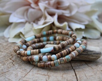 メンズビーズブレスレット。サーファースタイルのブレスレット