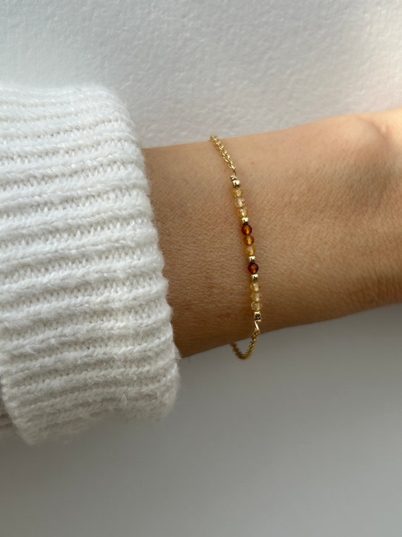 Citrine beaded bracelet.  November birthstone. Positivity, optimism, abundance. Gold filled/sterling silver