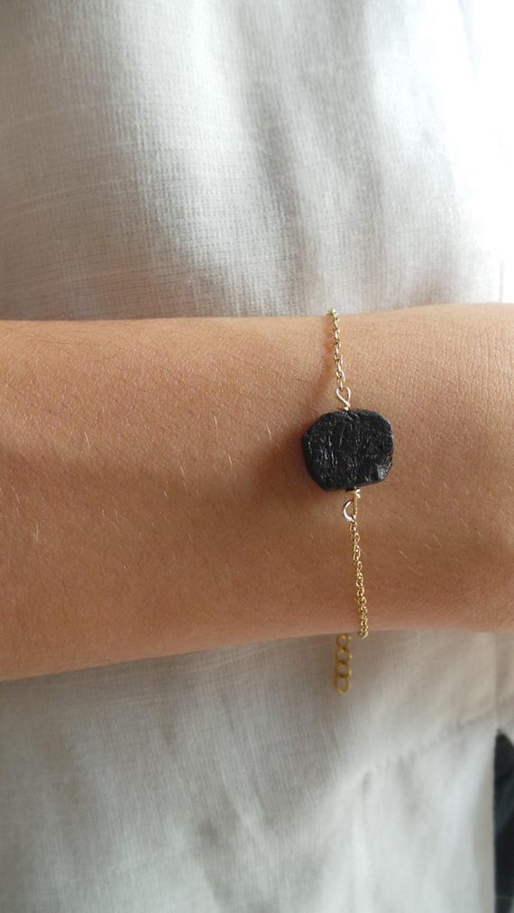 Black Tourmaline Bracelet. Empath protection Stainless Steel Chain