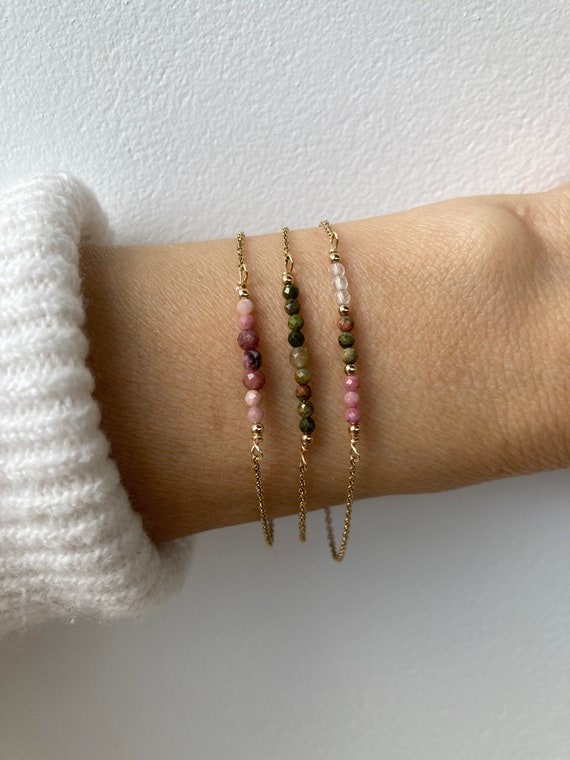 Rhodonite, rose quartz, unakite  bracelet. Fertility support bracelet. Emotional healing/ Self love. Gold, silver, rose gold chain