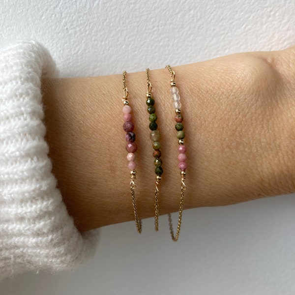 Rhodonite, rose quartz, unakite  bracelet. Fertility support bracelet. Emotional healing/ Self love. Gold, silver, rose gold chain