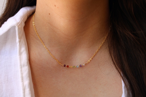 7 chakra necklace. Real stone 7 chakra. Dainty chakra necklace . Crystal healing necklace. Gold filled/sterling silver