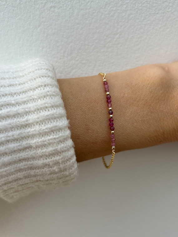 Pink tourmaline bracelet. Ombre pink tourmaline bracelet.  October birthstone. Gold filled/sterling silver/rose gold filled