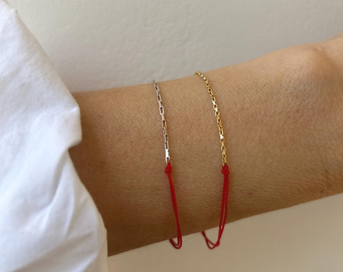 Red String of Fate Bracelet: Gold Filled or Sterling Silver Protection Cord