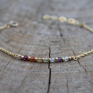 7 chakra bracelet. Real stone 7 chakra. Dainty chakra bracelet . Crystal healing bracelet. Gold filled/rose gold, sterling silver image 6