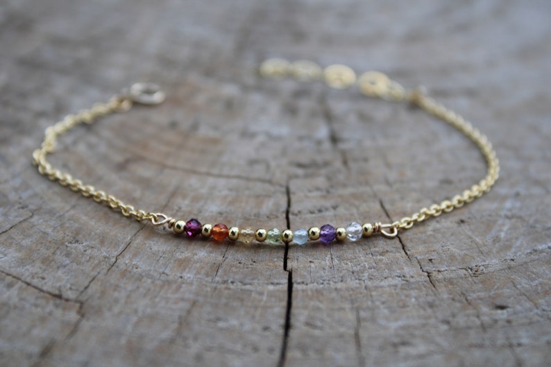 7 chakra bracelet. Real stone 7 chakra. Dainty chakra bracelet . Crystal healing bracelet. Gold filled/rose gold, sterling silver image 6