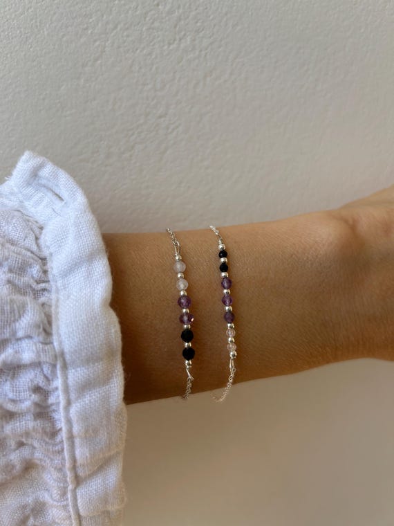Empath protection bracelet. Aura shield. Black tourmaline, rose quartz and amethyst.  Block negativity. Gold filled/sterling silver
