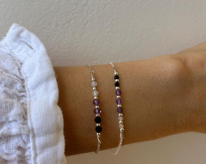 Empath protection bracelet. Aura shield. Black tourmaline, rose quartz and amethyst.  Block negativity. Gold filled/sterling silver
