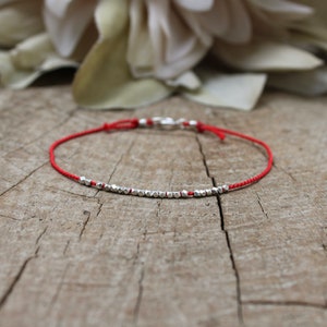 Silk red string silk bracelet .24k gold vermeil red string bracelet. Pure silver red silk bracelet. Rose gold vermeil. Friendship bracelet. Silver