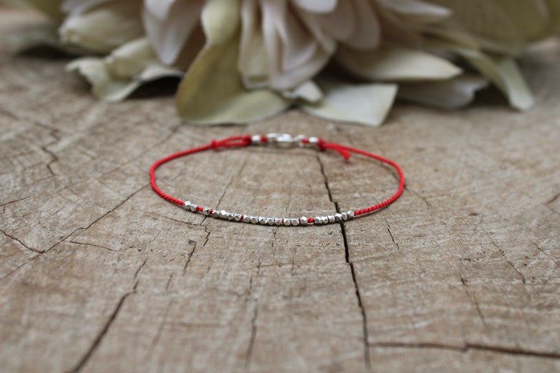 Silk red string silk bracelet .24k gold vermeil red string bracelet. Pure silver red silk bracelet. Rose gold vermeil. Friendship bracelet. Silver