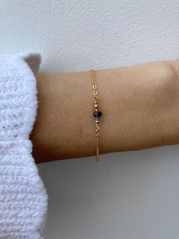 September birthstone. Iolite bracelet. Sapphire bracelet. Water sapphire bracelet. Gold filled /sterling silver/rose gold filled.