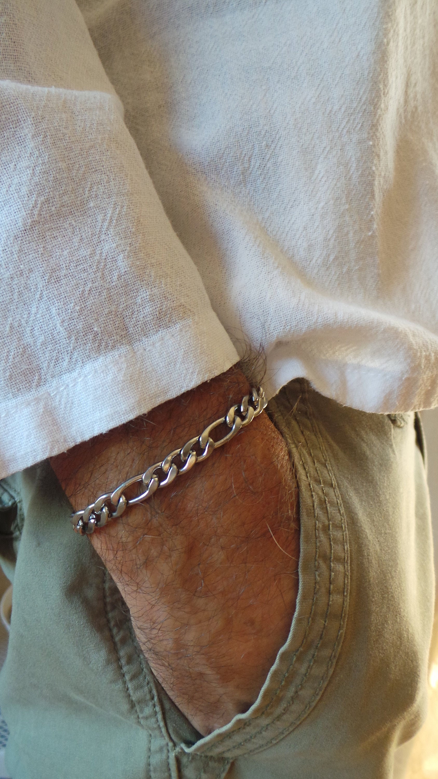 Mens chain bracelet. Mens silver chain bracelet. Stainless steel chain