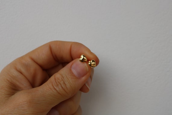 Heart earrings. Tiny heart stud earrings. Gold filled heart stud earrings. Minimalist heart stud earrings.  6mm heart studs.