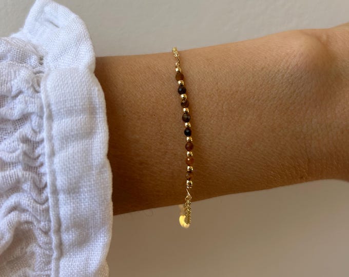 Dainty Tiger's Eye Bracelet: Gold Filled/Sterling Silver, Abundance & Luck