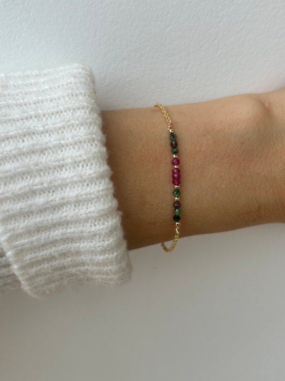 Ruby and ruby in zoisite bracelet. Ruby bracelet. Protection/ Good luck/Healing crystals.  Gold filled/sterling