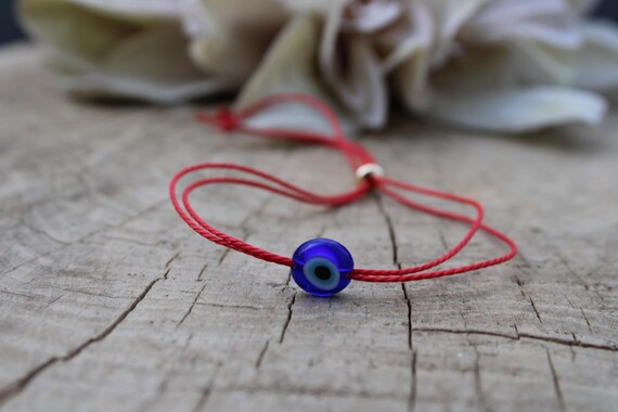 Red string evil eye bracelet. Mens evil eye cord bracelet. Blue evil eye bracelet. Unisex Protection bracelet.