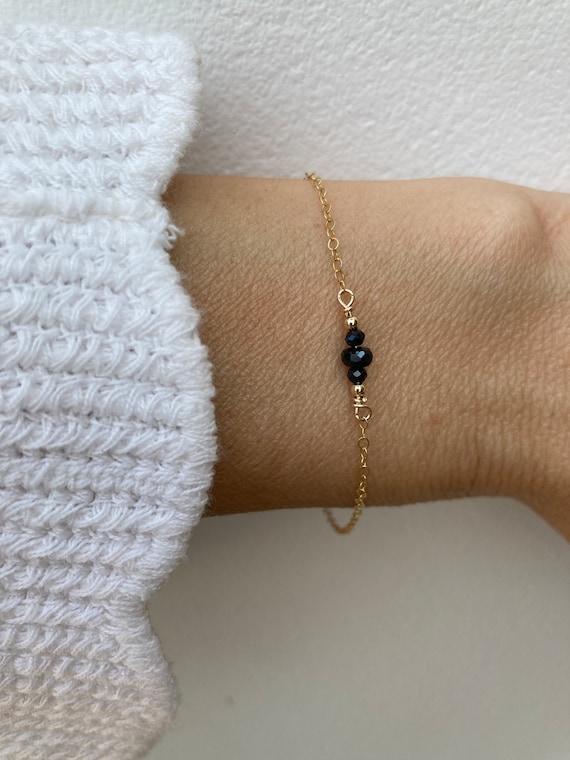 Blue sapphire bracelet. Dainty sapphire bracelet. September birthstone. Gold filled sapphire bracelet. Gemstone bracelet.