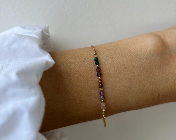 Malachite Smoky Quartz Unakite Amethyst Rose Quartz Bracelet, Self Love Well Being