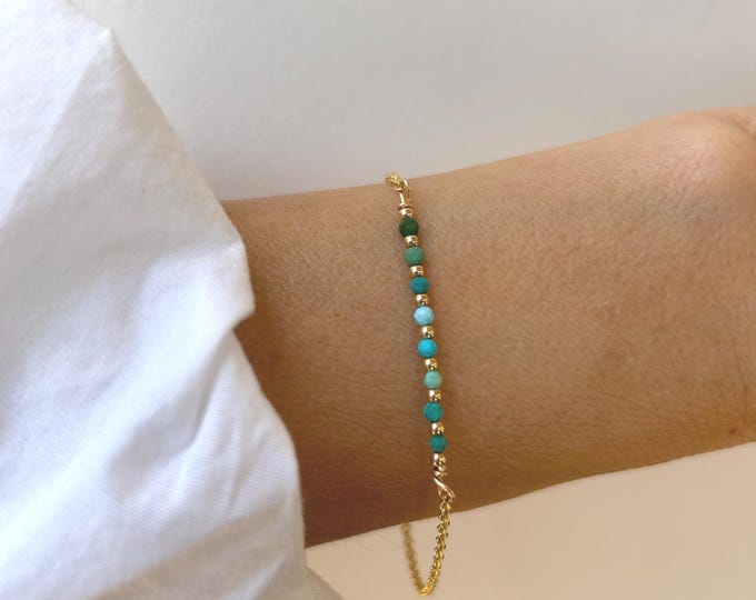 Genuine turquoise bracelet. Beaded  bracelet. Something blue. December birthstone.