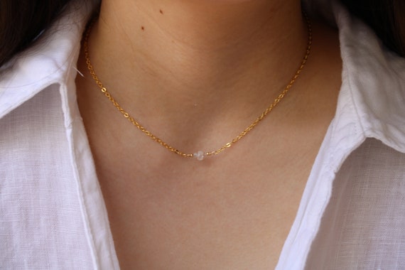 Moonstone necklace.  Moonstone choker . Blue flash moonstone. June birthstone. Gold filled, sterling silver