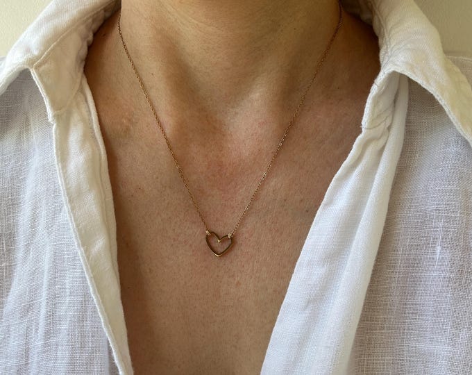 Heart Necklace: Stainless Steel Minimalist Layering Necklace
