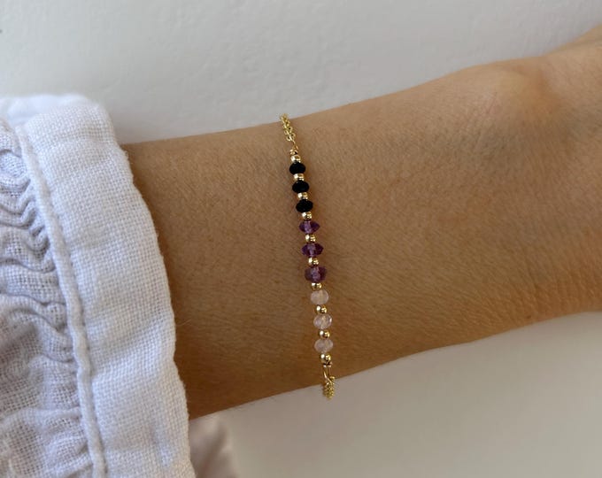 Empath Protection Bracelet, Black Tourmaline, Rose Quartz, Amethyst, Sterling Silver/Gold Filled, stainless steel