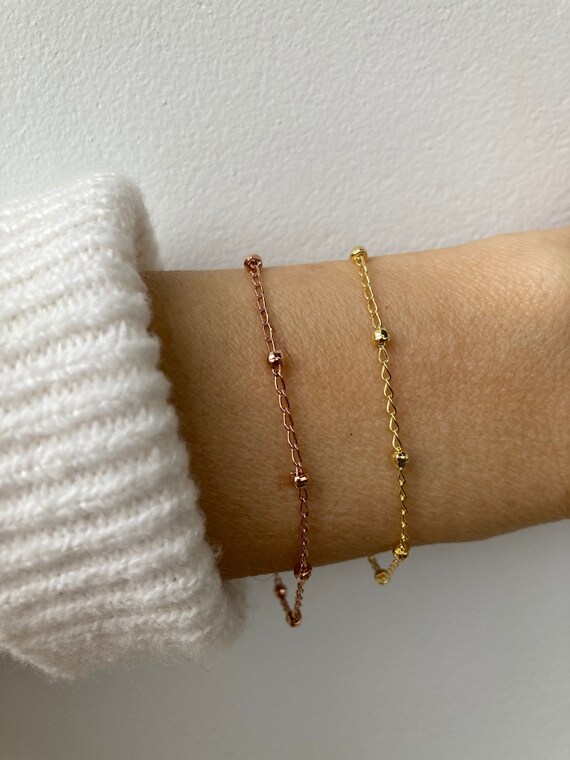 Minimalist bracelet. Dainty chain bracelet. Gold filled stacking bracelets. Thin chain bracelet. Figaro, cardano, snake, paper clip