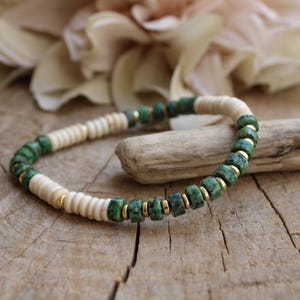 Herenarmband. Edelsteenarmband heren. Afrikaanse turquoise armband. Herenkralenarmband. Rekbare herenarmband.