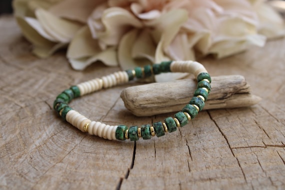 Mens bracelet. Mens gemstone bracelet. African turquoise bracelet. Mens beaded bracelet. Mens stretch bracelet.