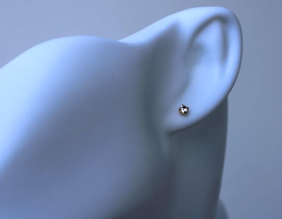 Tiny Gold Filled CZ Stud Earrings - 3.2mm.  Stud earrings with cubic zirconia.