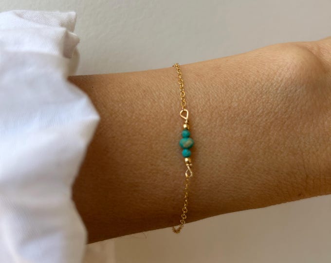 Genuine turquoise bracelet. Beaded  bracelet. Something blue. December birthstone.