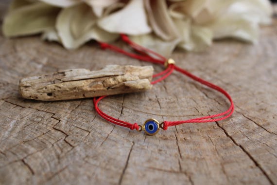 Mens evil eye cord bracelet. Unisex evil eye red string bracelet. Protection bracelet. Adjustable bracelet.