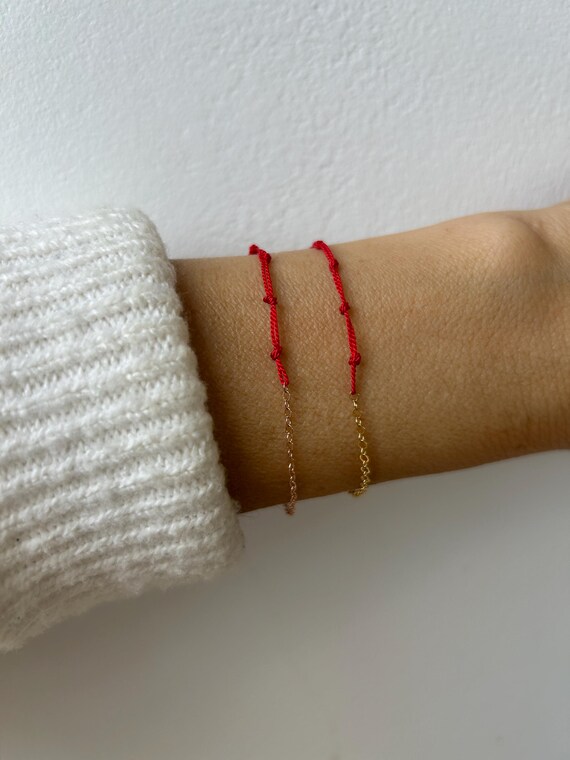 Red string bracelet. Red string of fate bracelet. Red string silk bracelet. Gold filled/sterling silver red string bracelet.