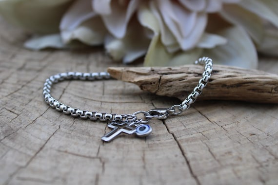 Evil eye and  Cross Bracelet for Men. Stainless steel cross bracelet. Stainless steel evil eye bracelet. Protection bracelet.