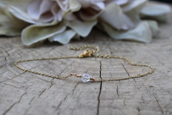 Herkimer diamond anklet.   Anklet bracelet. Gold/silver/rose gold chain anklet. Summer anklet. Ankle jewellery.