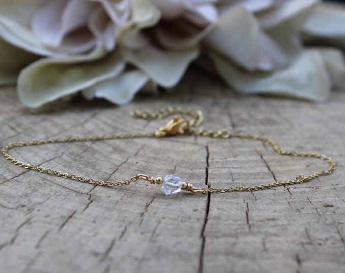 Herkimer diamond anklet.   Anklet bracelet. Gold/silver/rose gold chain anklet. Summer anklet. Ankle jewellery.
