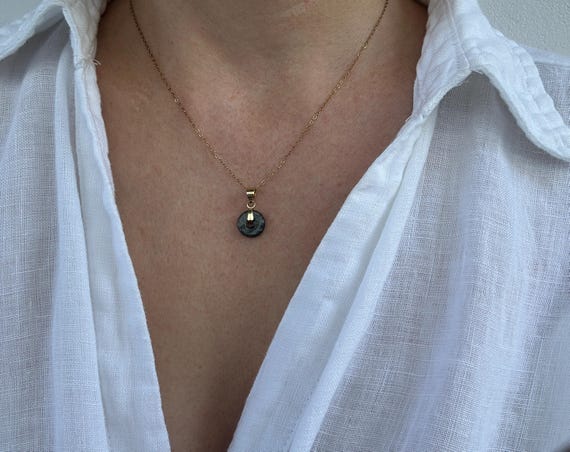 Burmese Jade Donut Necklace. Necklace for abundance and good luck . Gold, silver chain.