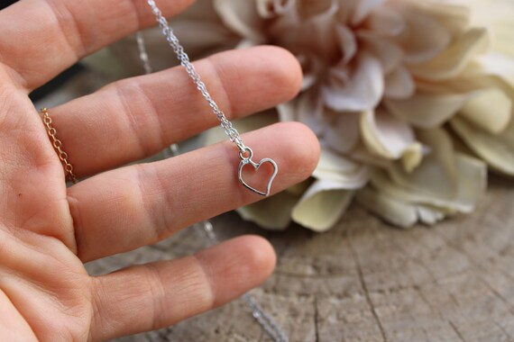 Tiny heart necklace. Silver heart chain necklace.  Layering necklace. Everyday necklace. Stainless steel.