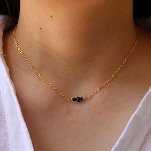 Black tourmaline necklace. Black tourmaline choker.  October birthstone. Empath protection. Gold, silver, rose gold chain