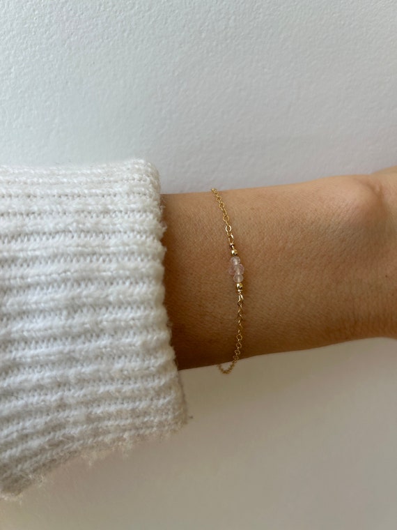 Dainty rose quartz bracelet.  Gold filled rose quartz bracelet. Fertility support, self love.  Gold, silver, rose gold chain.