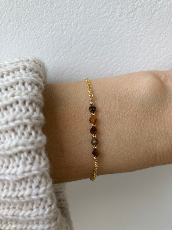 Tiger's eye bracelet. Dainty tiger 's eye bracelet. Bracelet for abundance, good luck and protection. Gold filled/sterling silver.