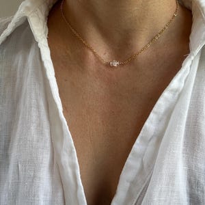 Herkimer diamond necklace. Dainty herkimer diamond necklace choker.  Wedding jewellery. April birthstone. Gold, silver, rose gold chain.