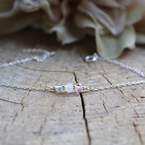 Fertility support. Morganite, Moonstone, Aquamarine Gemstone Bracelet, Delicate Crystal Chain image 8