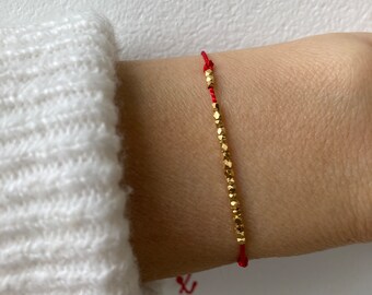 Silk red string bracelet. 24k gold vermeil red string . Pure silver red string bracelet. Silk friendship bracelet. Rose gold vermeil